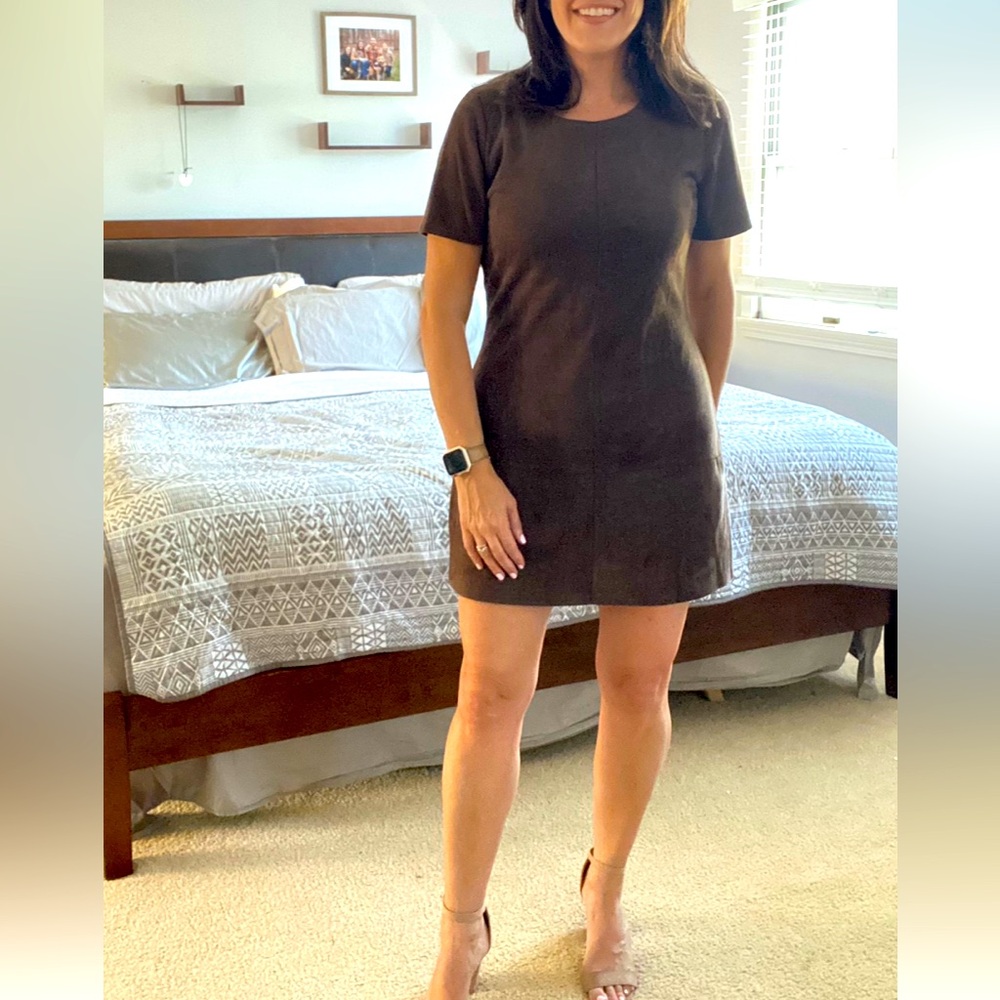 Suede brown, mini dress
